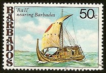 Ра-II на почтовой марке Барбадоса